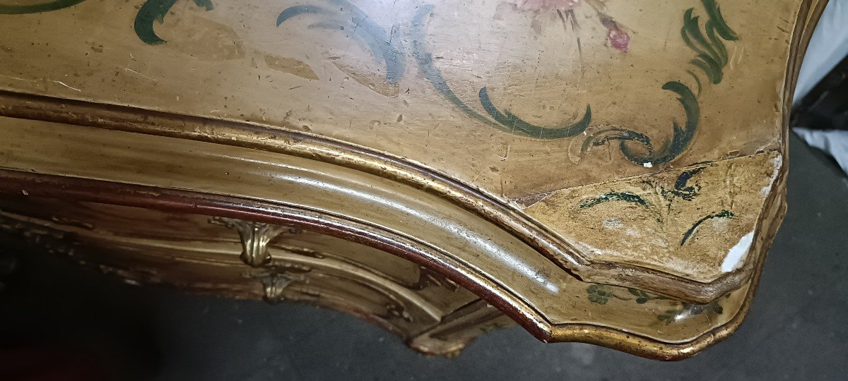 Commode Italienne Peinte Et Dorée A La Main-photo-4