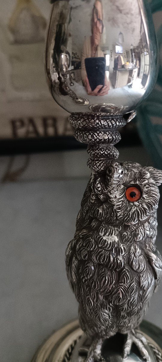 Paire De Bougeoirs Animaliers En Bronze Argenté -photo-2