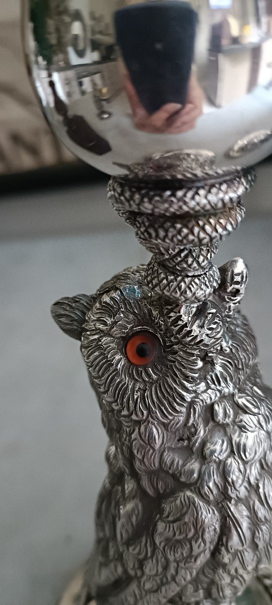 Paire De Bougeoirs Animaliers En Bronze Argenté -photo-1