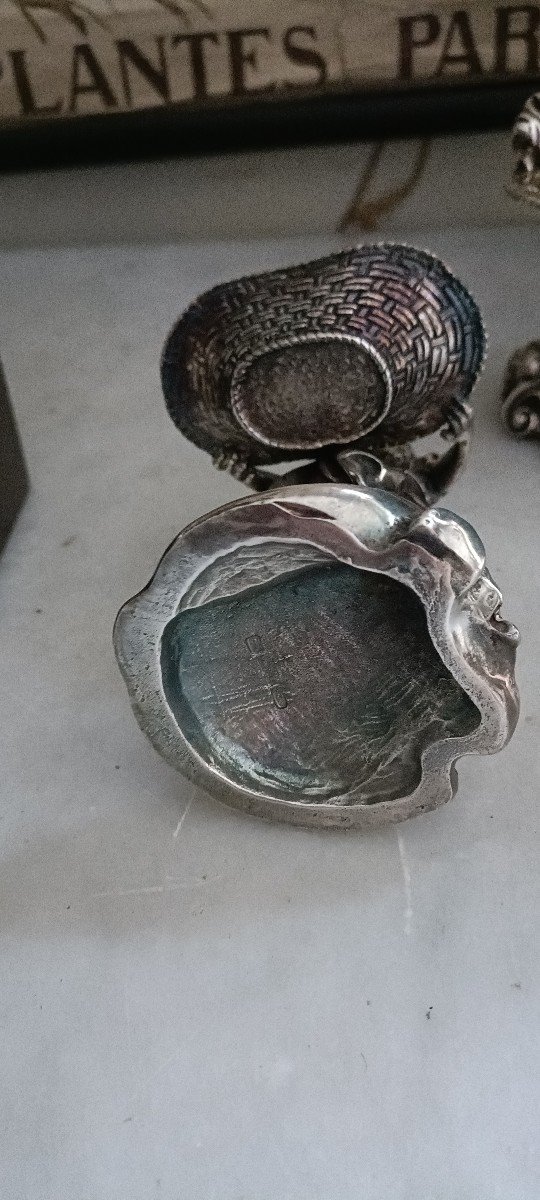 Paire De Salières En Bronze Argenté Et Vermeil -photo-4