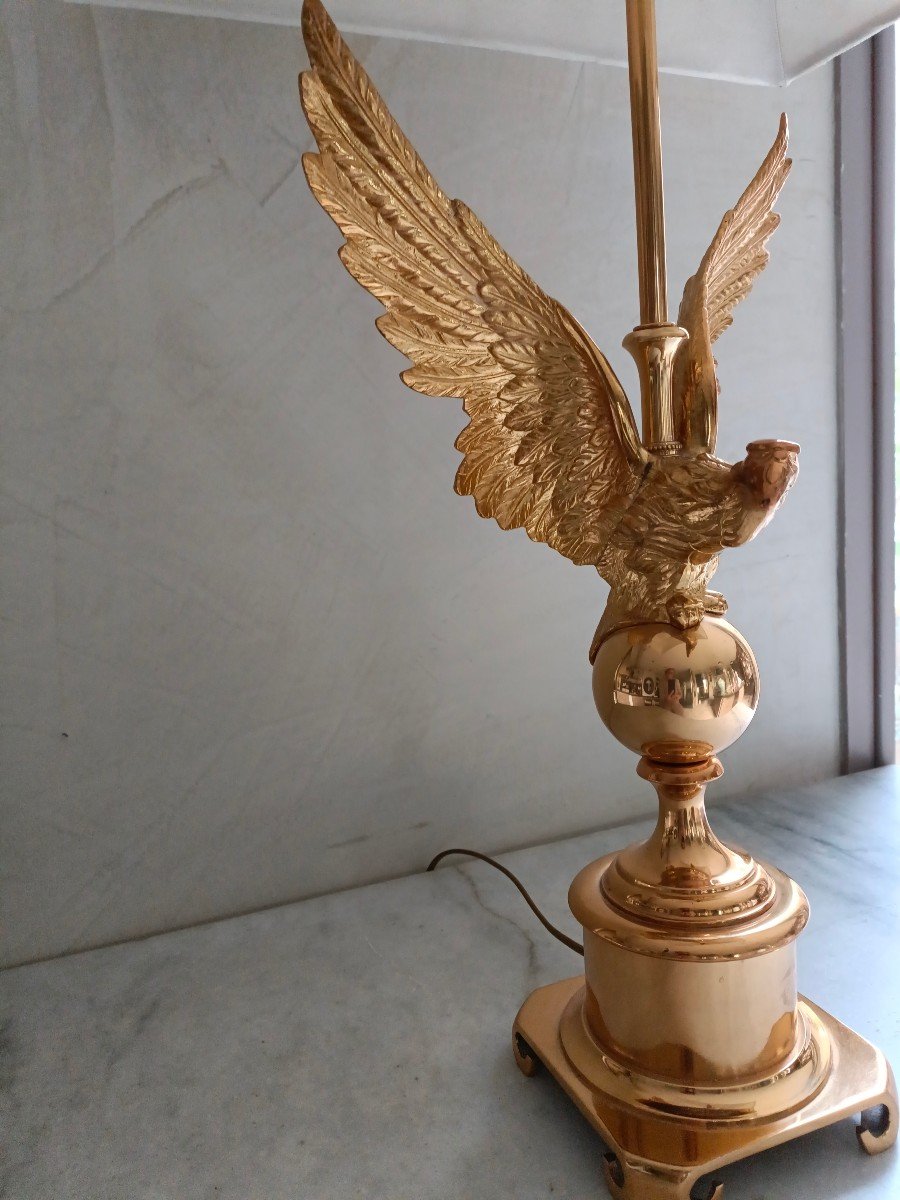 Grande Lampe En Bronze Doré -photo-3