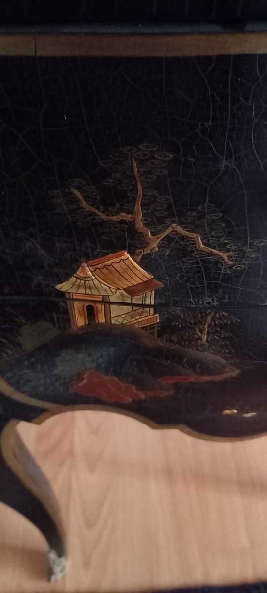 Paire De Chevets en laque noire  d'Esprit Chinoisant De La Maison G.v Pillinini -photo-3