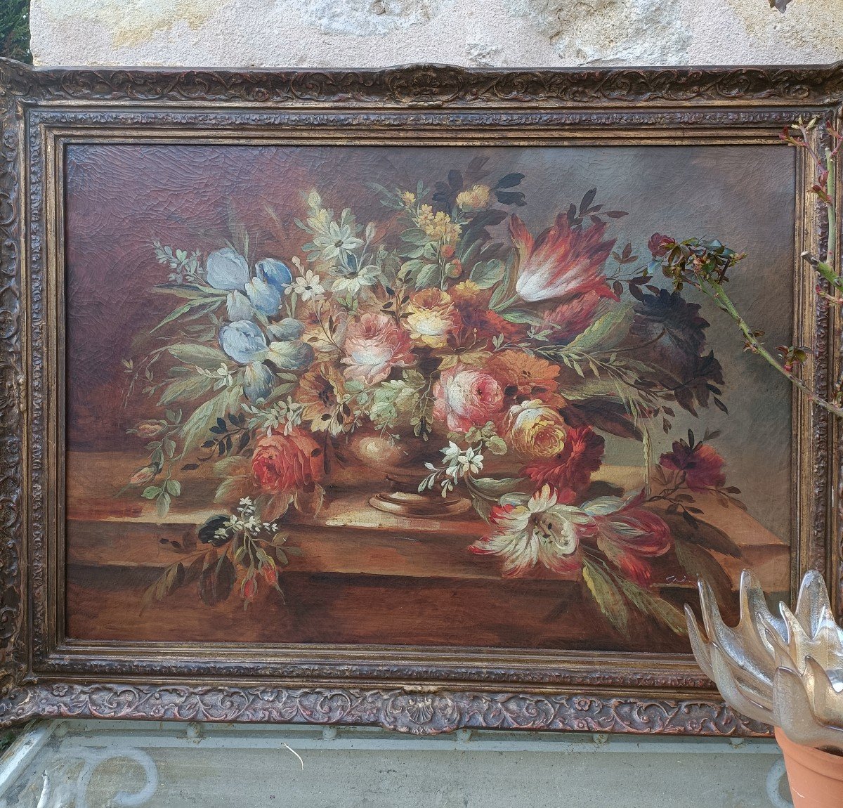 Large Bouquet Of Flowers XIX Em On Canvas In Its Frame