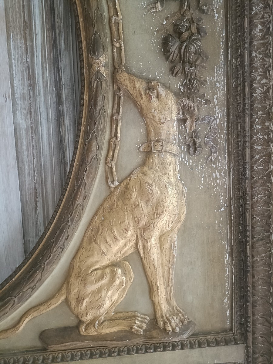 Large 19th Century Wooden Trumeau With Patina And Gilding