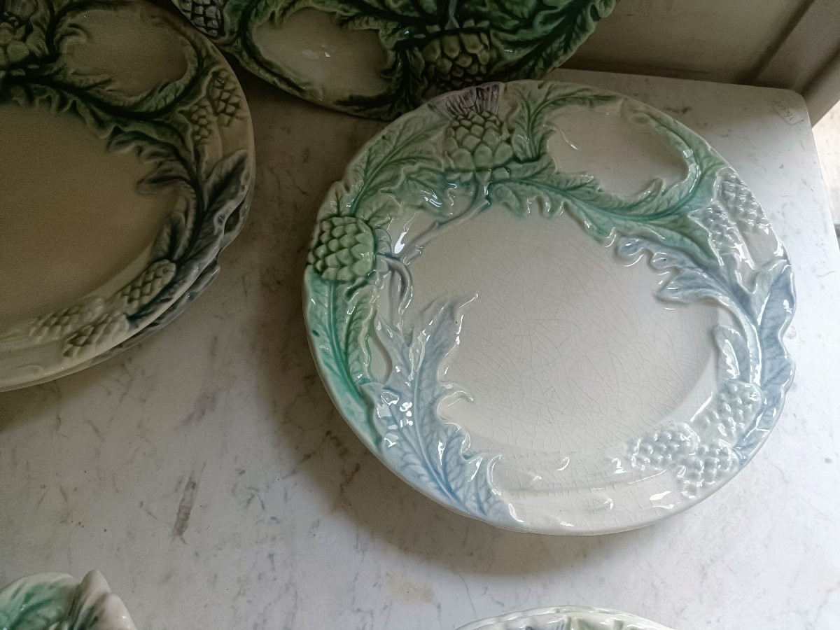 19th Century Artichoke Barbotine Set-photo-2