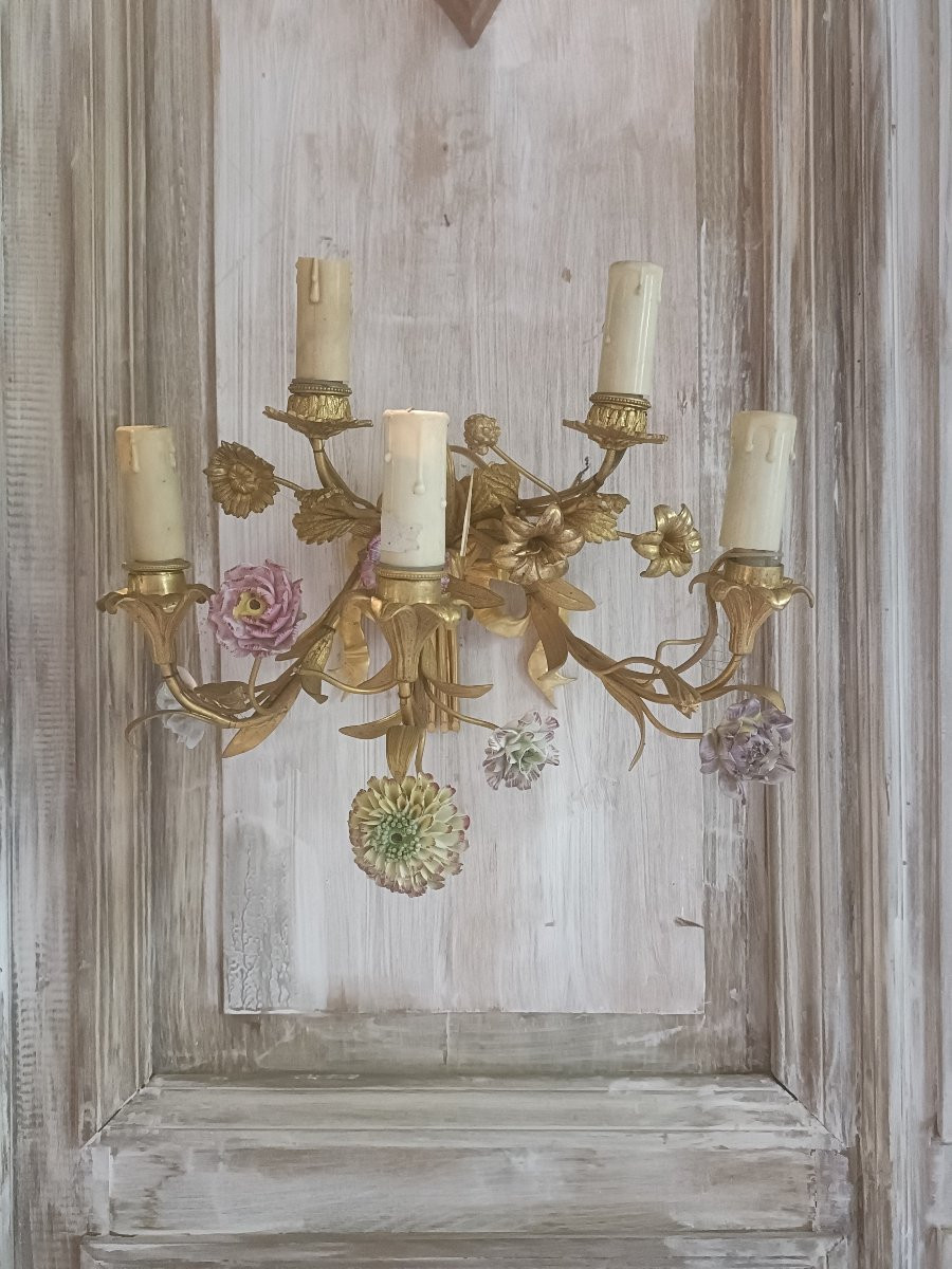 Paire appliques en bronze doré -photo-3