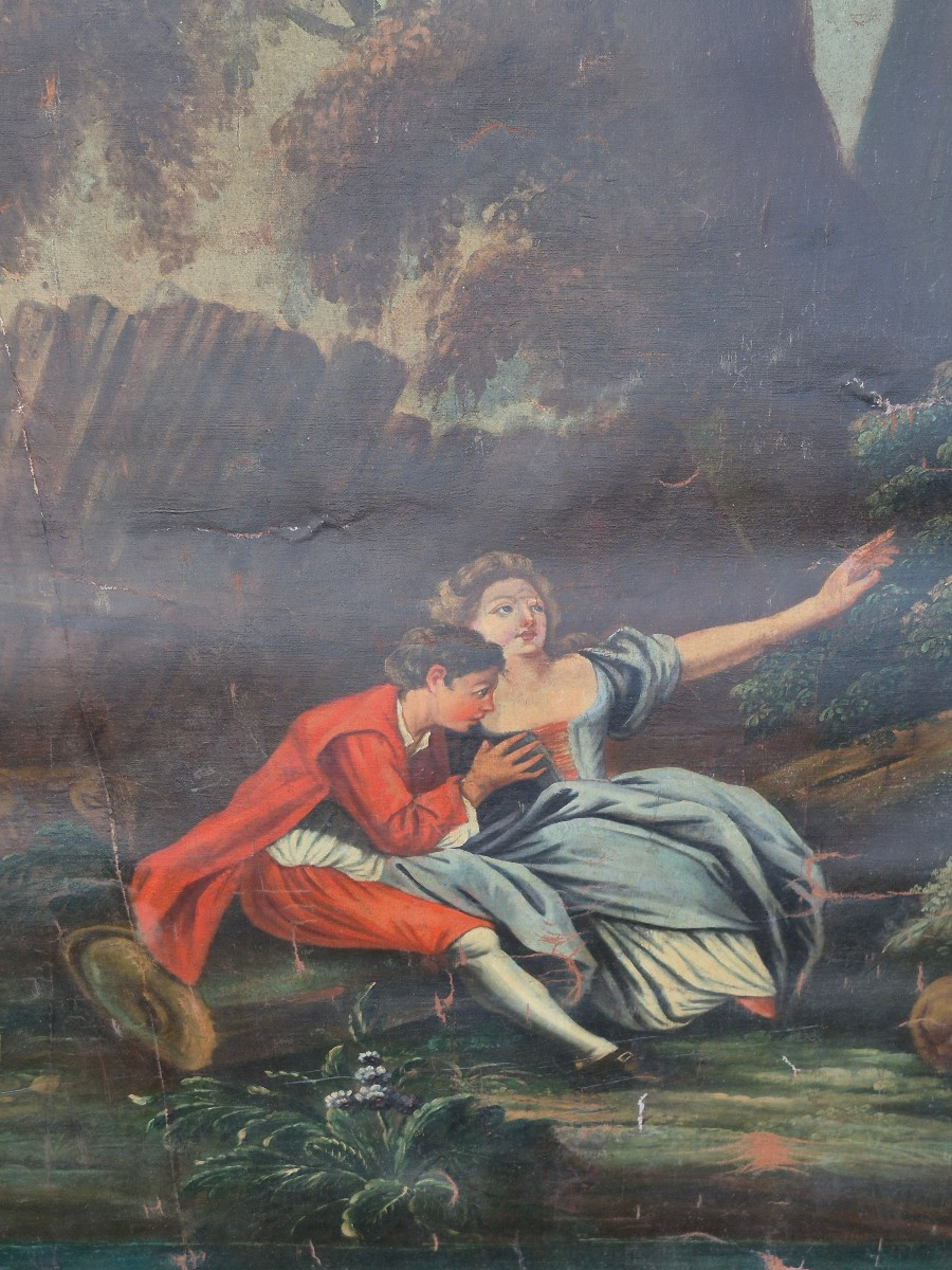 Très grand tableau de décoration datant de la fin du 18em siècle siecle-photo-2