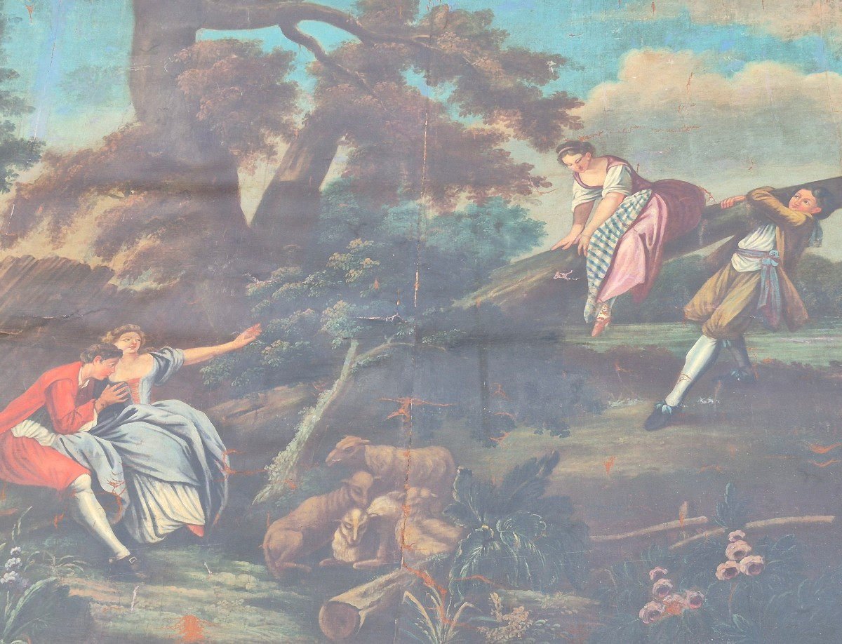 Très grand tableau de décoration datant de la fin du 18em siècle siecle
