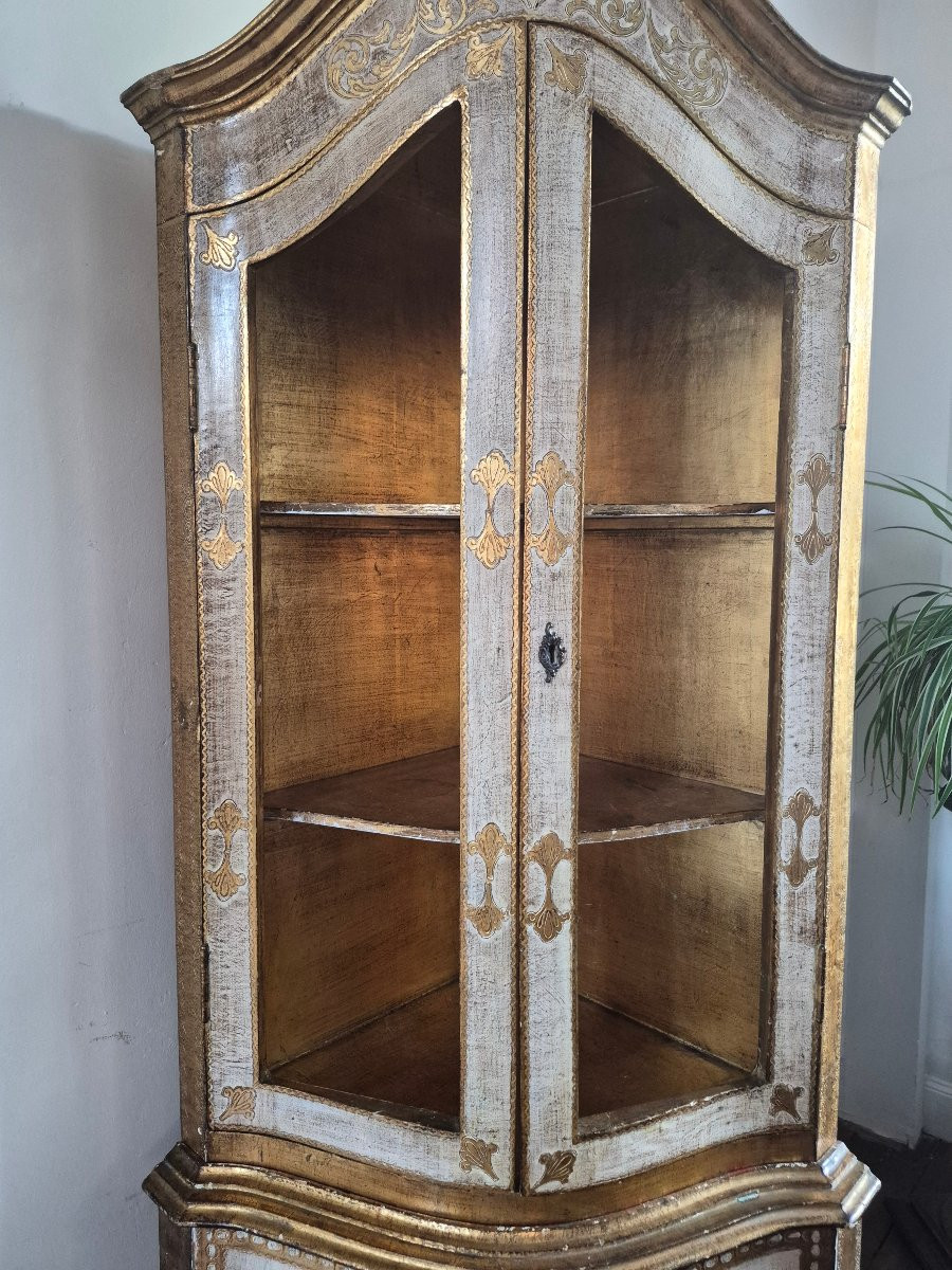 Encoignure peinte et bois doré italie-photo-3