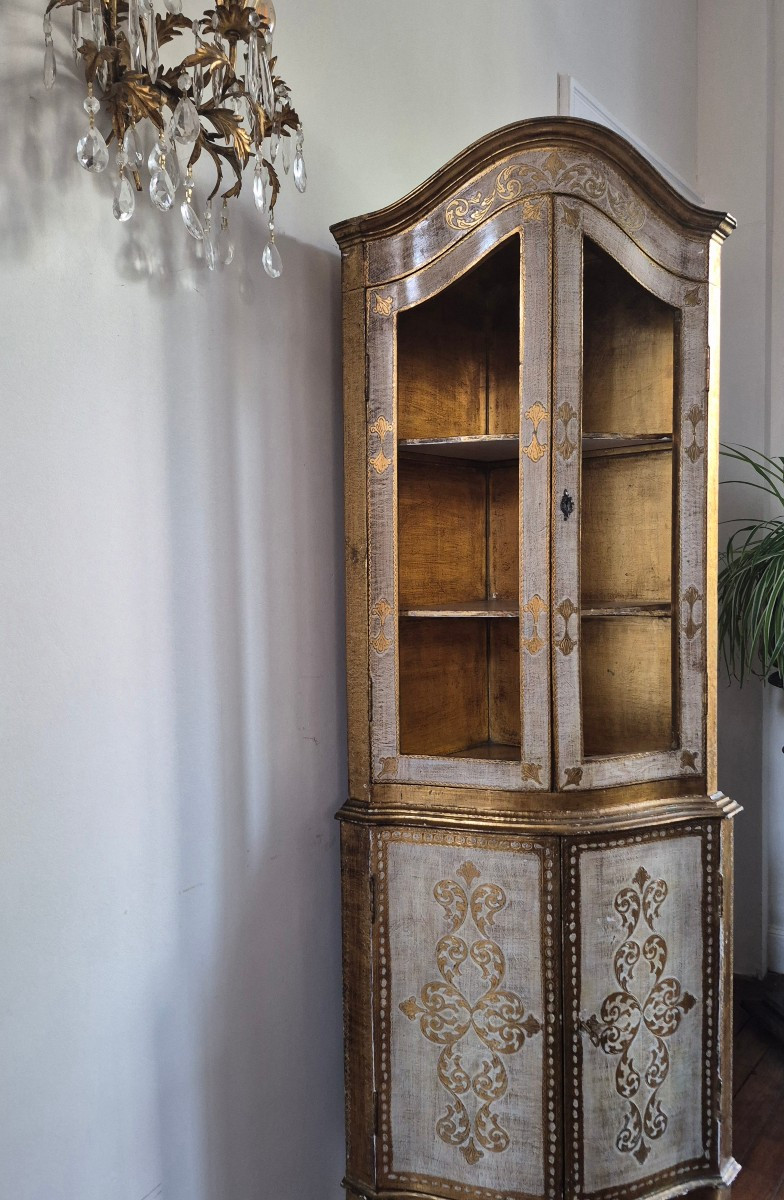 Encoignure peinte et bois doré italie