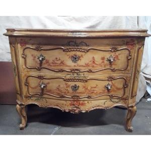 Commode Italienne Peinte Et Dorée A La Main