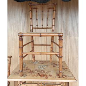 Pair Of Bamboo Style Wooden Chairs 