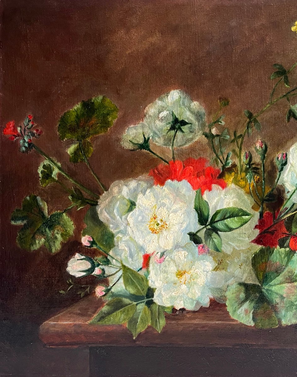 "jetty Of Wild Roses" Lyon School 19th Century-photo-4