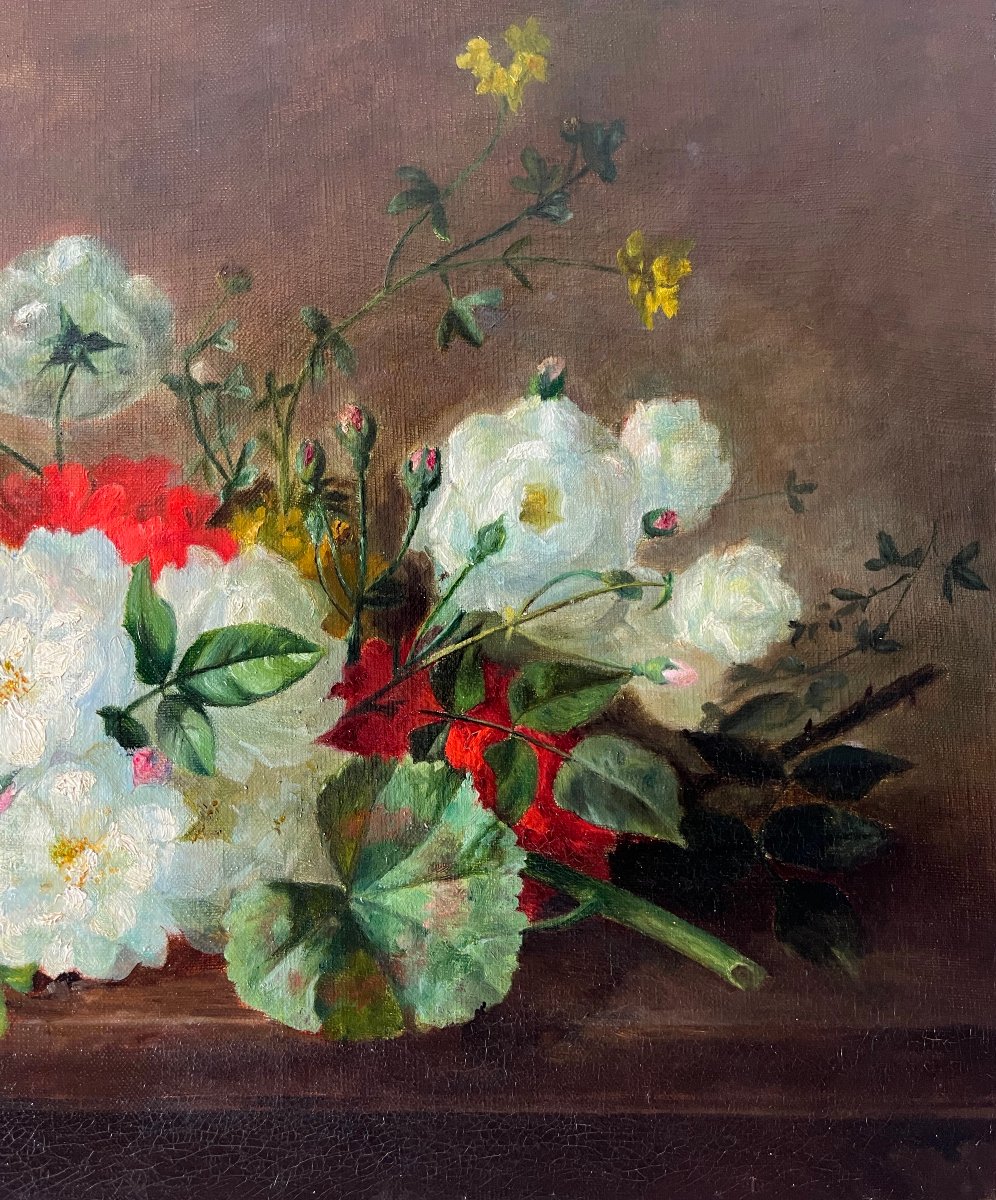 "jetty Of Wild Roses" Lyon School 19th Century-photo-1