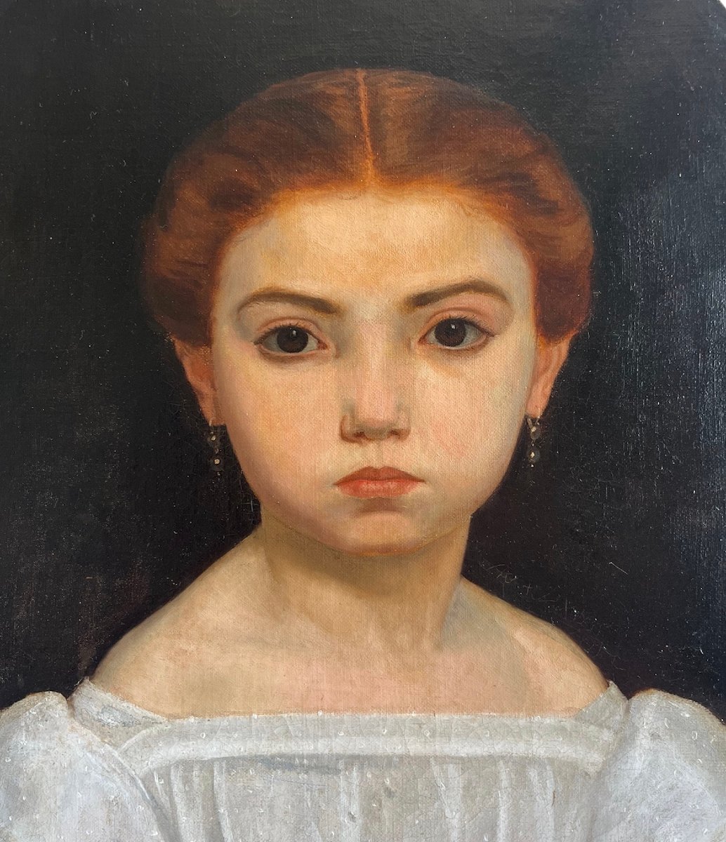 "portrait Of A Young Girl" French School, Early 19th Century-photo-1