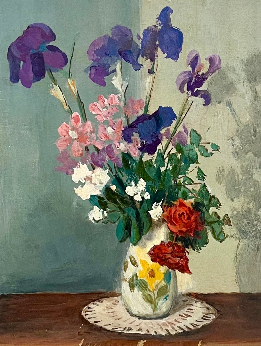 "Bouquet de fleurs dans un vase" Ec. française-photo-2