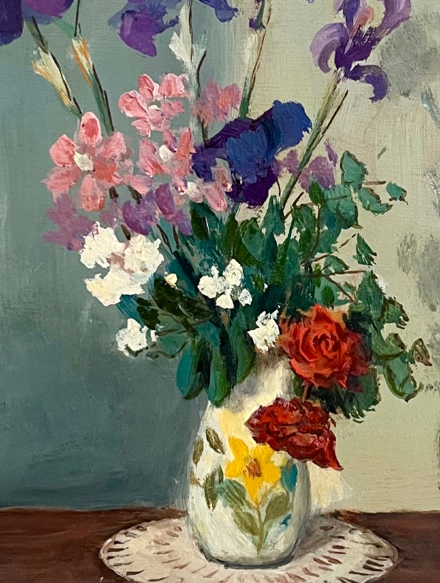 "Bouquet de fleurs dans un vase" Ec. française-photo-3