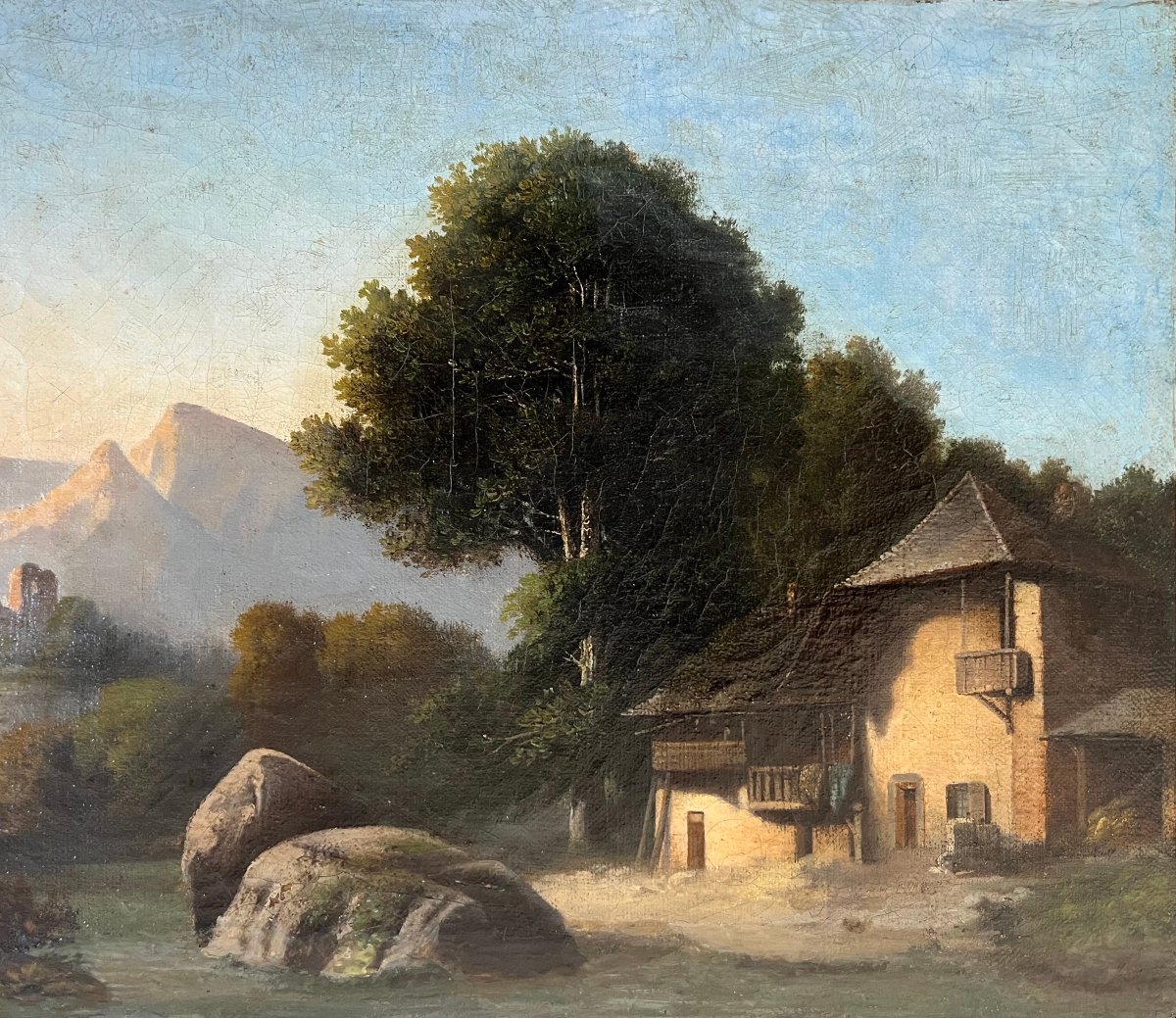 "Paysage montagneux" Ecole franç. fin 18ème-photo-4