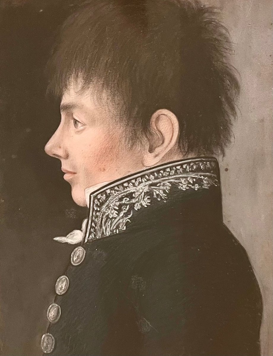 "Portrait d'officier de marine" Ec. française début 19ème