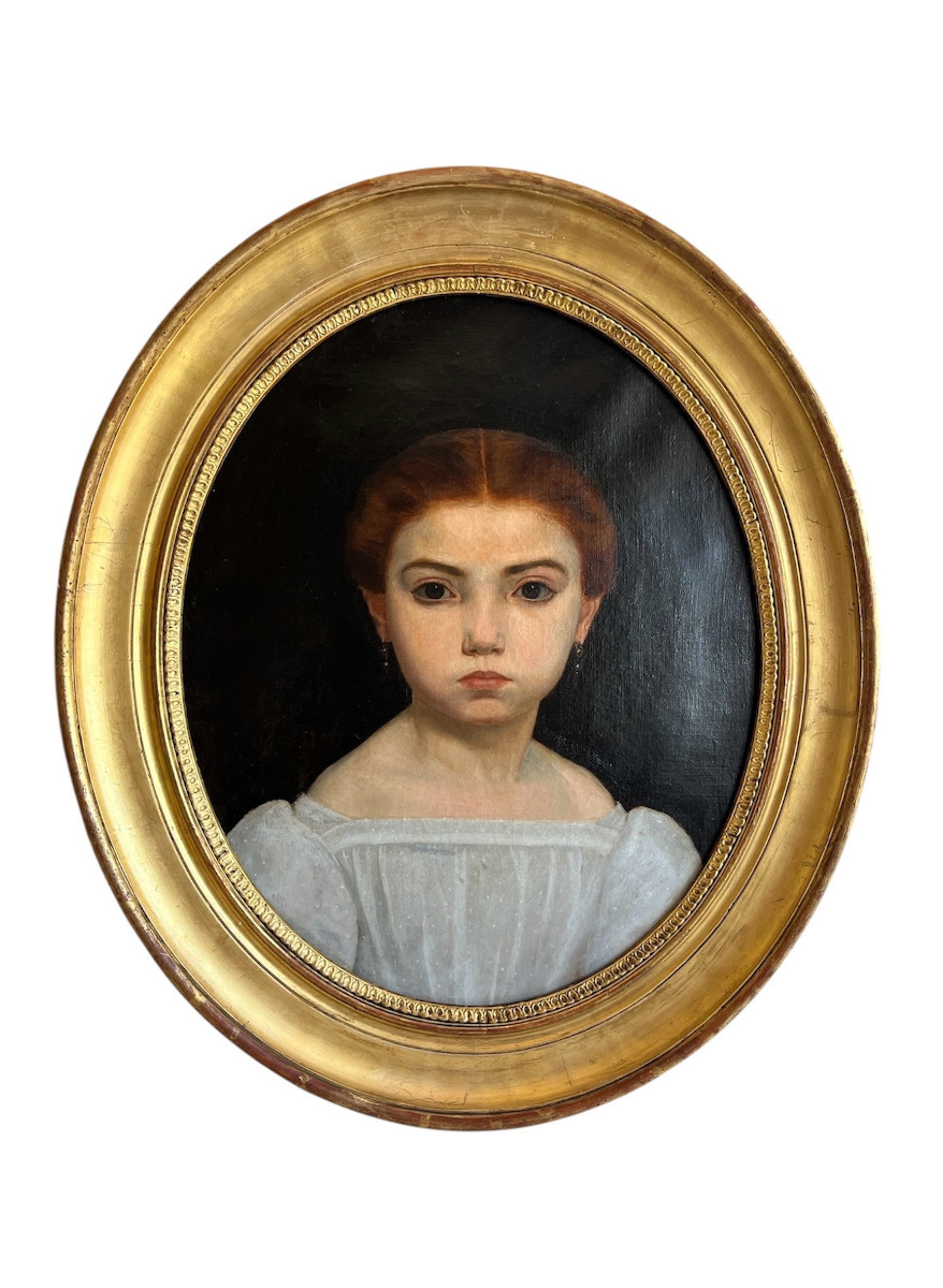 "little Girl With Red Hair" French School, 19th Century-photo-2