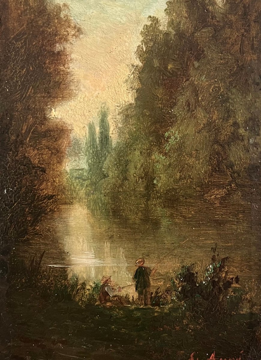 "Pêcheurs au bord de la Marne" Etienne Augé-photo-3