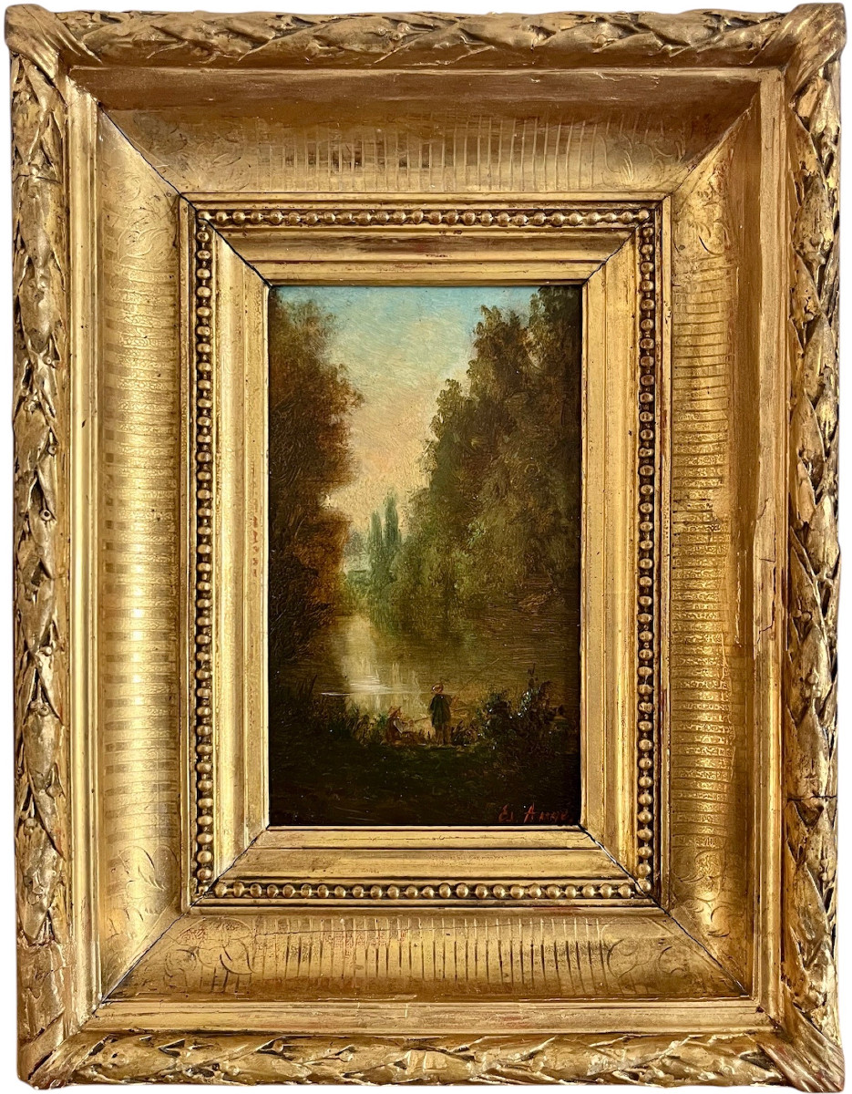 "Pêcheurs au bord de la Marne" Etienne Augé