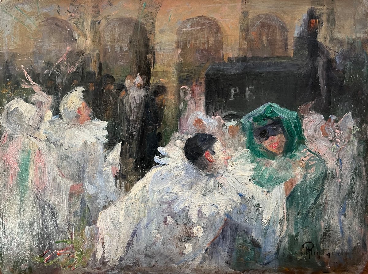 "Venise, enterrement un jour de carnaval" Ecole début 20 ème-photo-2