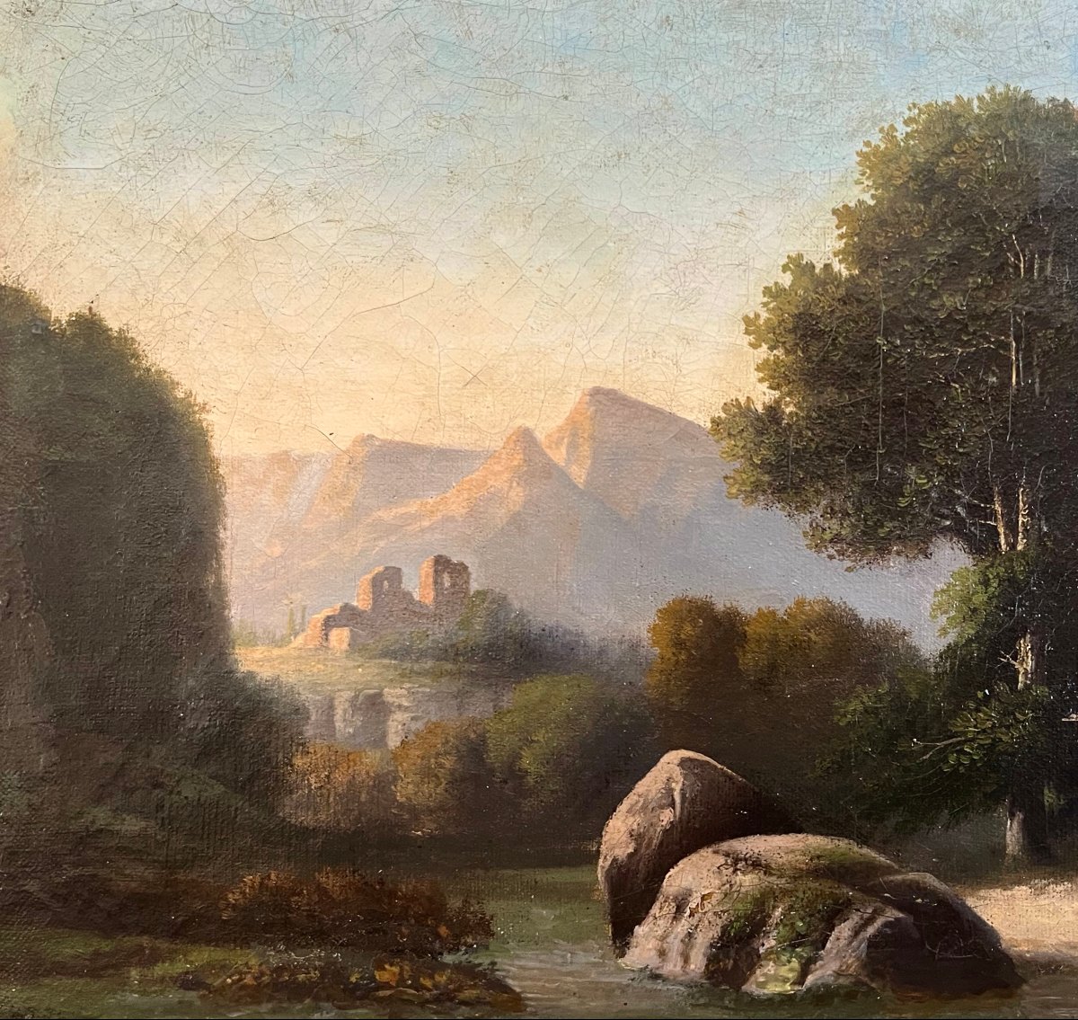 "Paysage aux ruines" Ecole franç. 18ème-photo-4