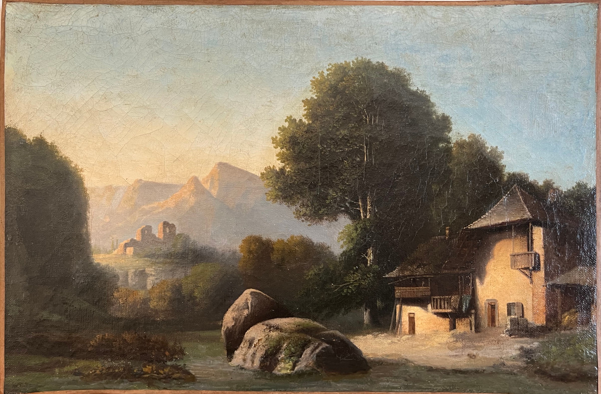 "Paysage aux ruines" Ecole franç. 18ème