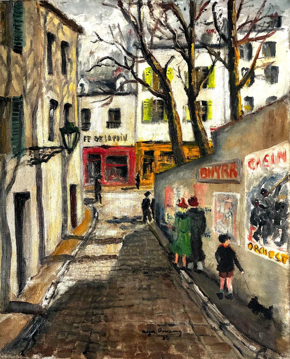 "Rue animée à Montmartre" Roger Bonamy-photo-2