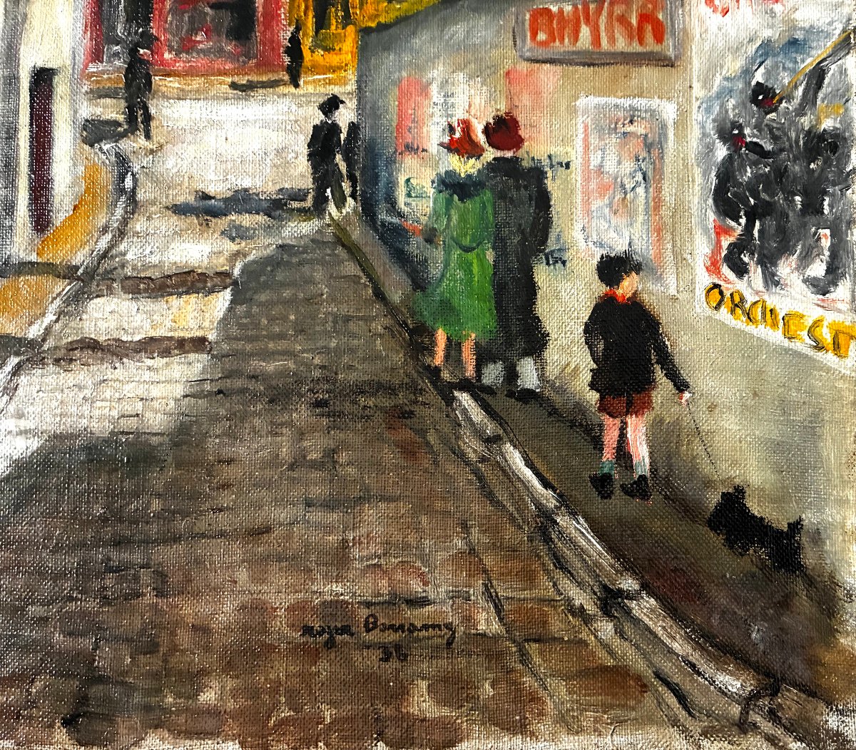 "Rue animée à Montmartre" Roger Bonamy-photo-2