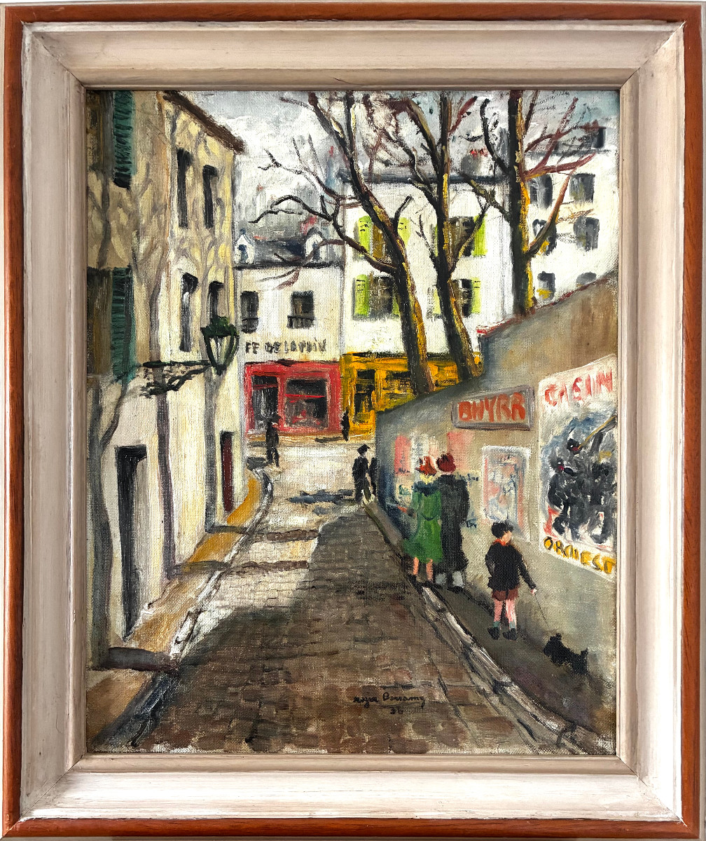 "Rue animée à Montmartre" Roger Bonamy