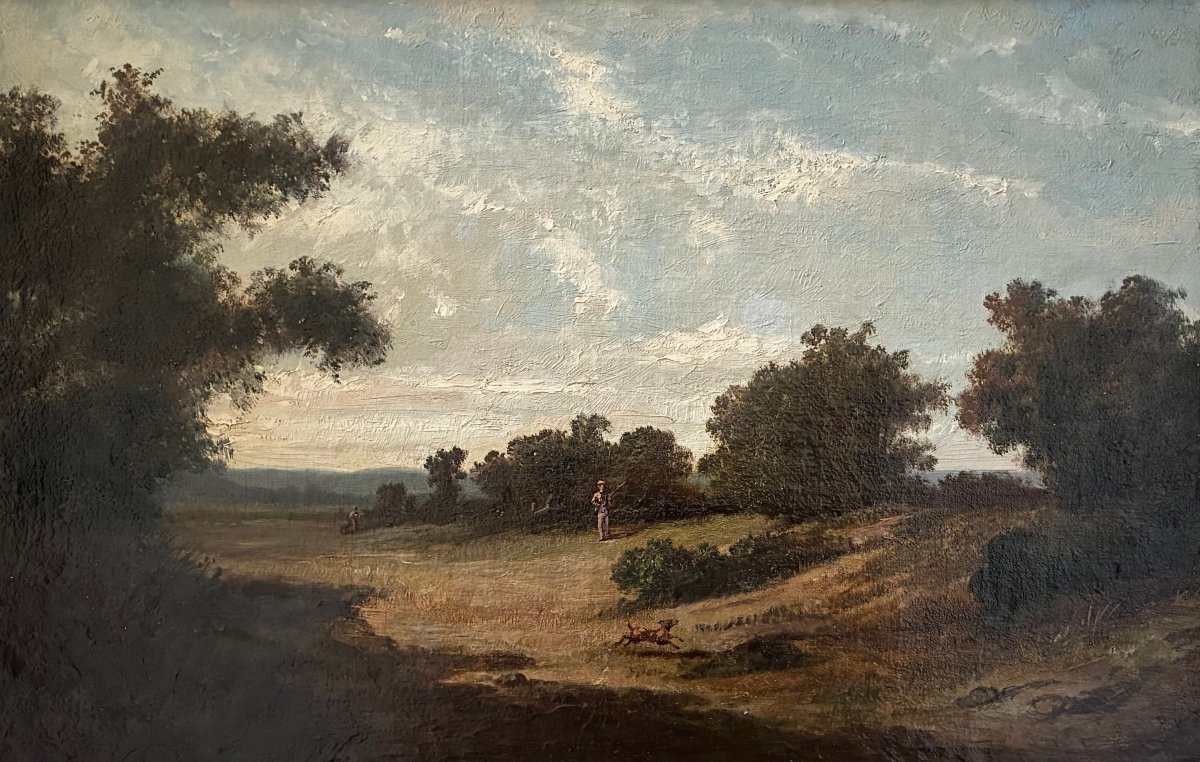 "hunters And Dog" French School 19th-photo-2