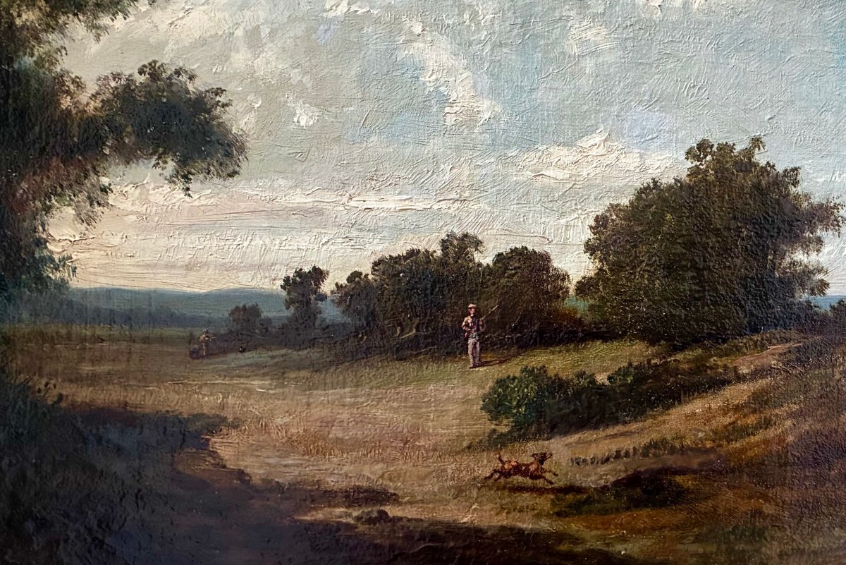 "hunters And Dog" French School 19th-photo-3