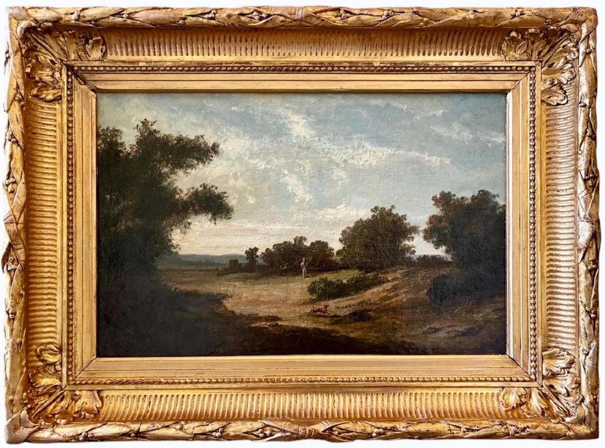 "hunters And Dog" French School 19th