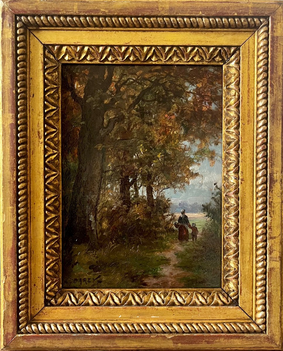 "Femme et enfant sur un sentier" Louis Darey