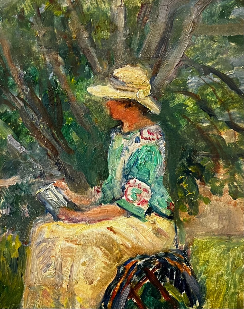 "young Woman Reading" French Post-impressionist School-photo-2