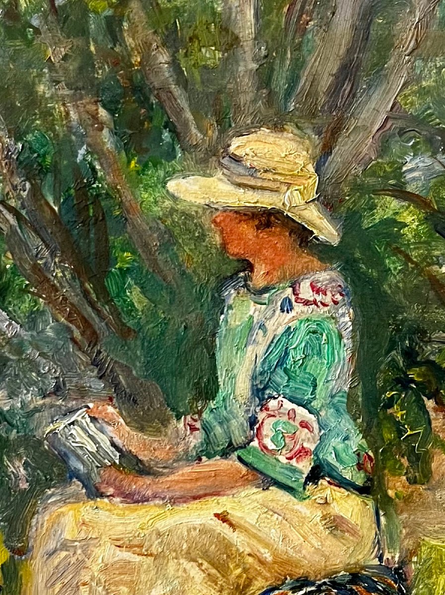 "young Woman Reading" French Post-impressionist School-photo-3