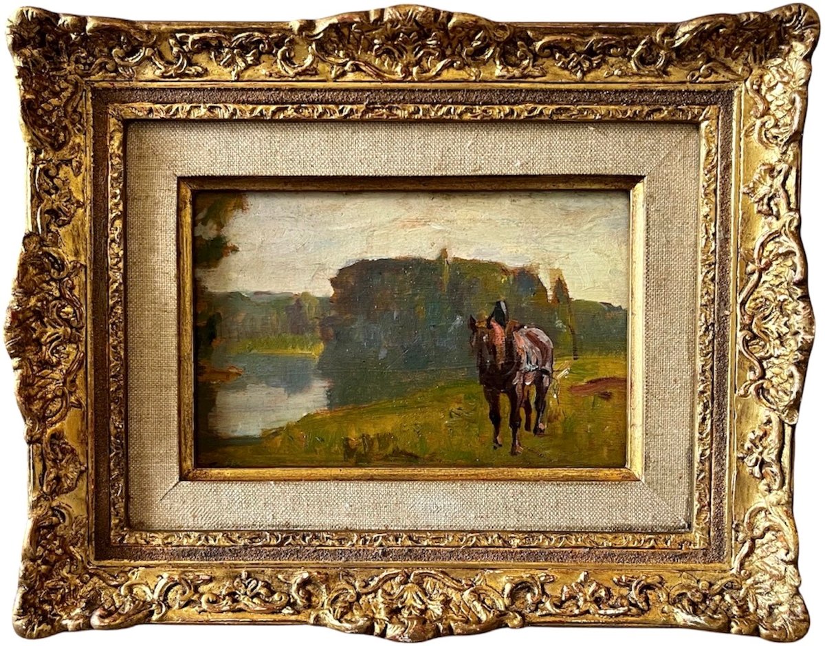 "Cheval sur un chemin de halage" Victor Marec