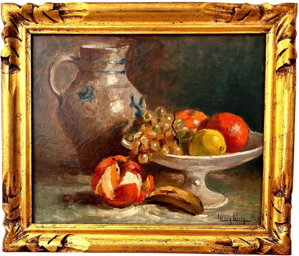 "basket Of Fruits On An Entablature" By Henry Perrin