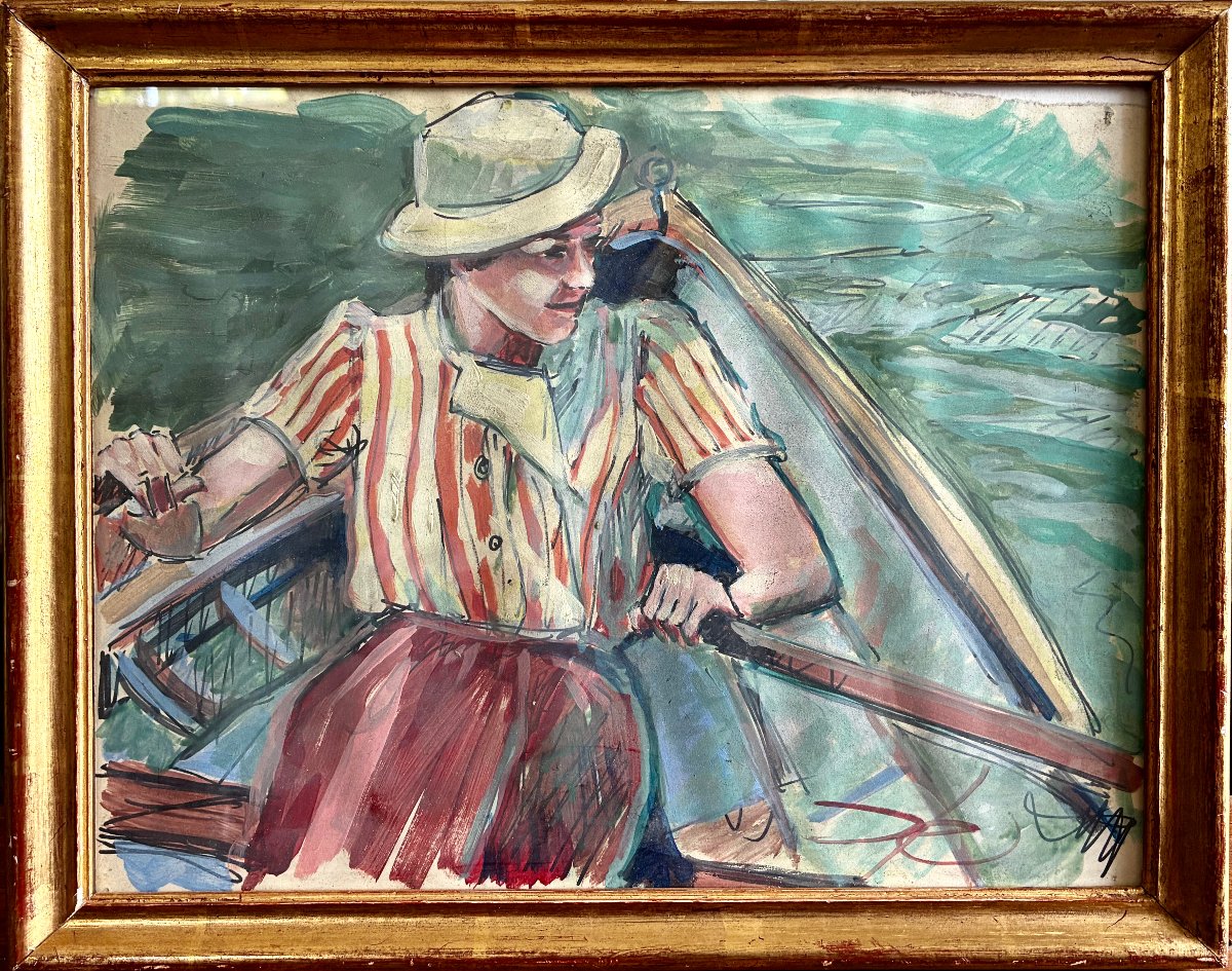 "boating Scene" French School, Early 20th Century 