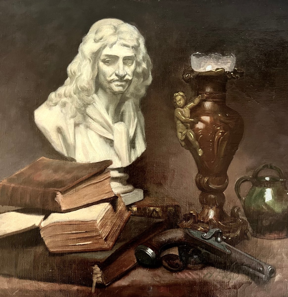 "bust Of Molière In A Composition" By E. Pagès, 1899-photo-2