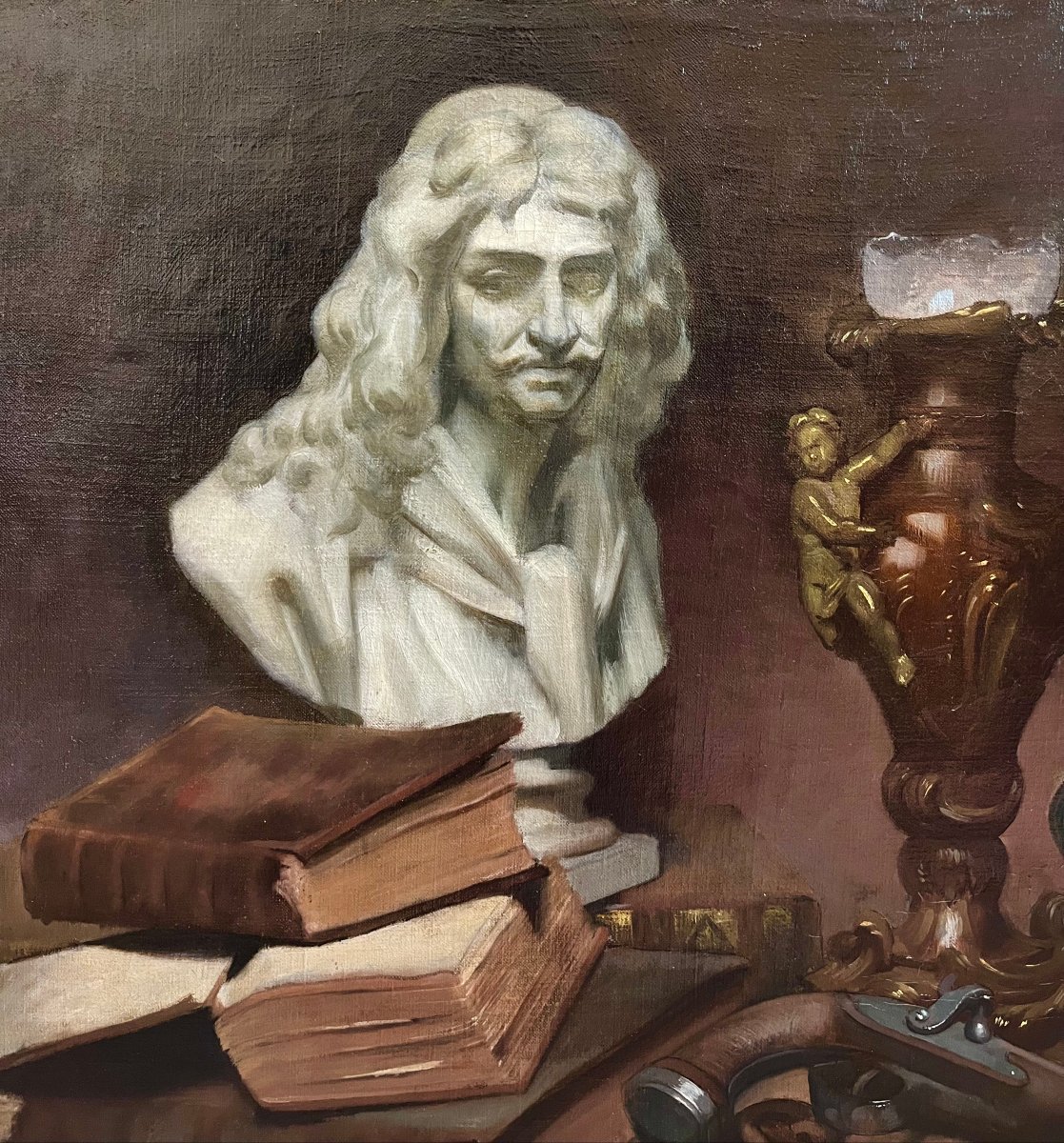 "bust Of Molière In A Composition" By E. Pagès, 1899-photo-1