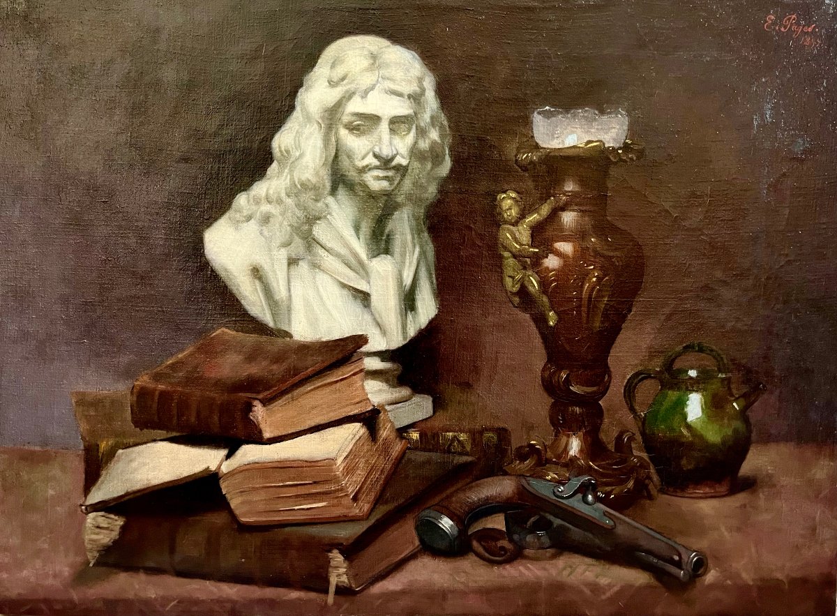 "bust Of Molière In A Composition" By E. Pagès, 1899