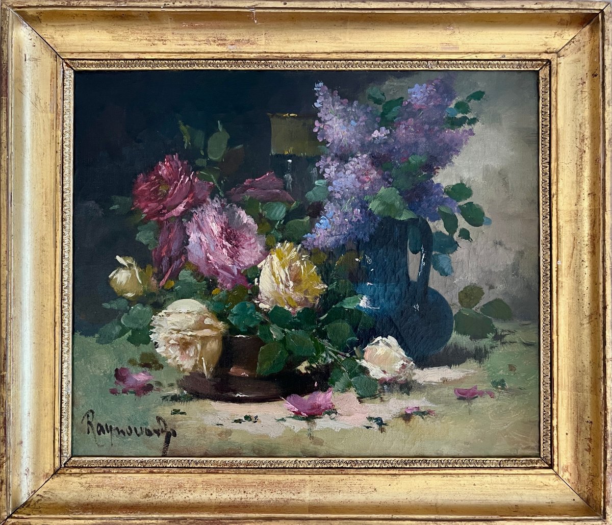 "bouquet Of Roses And Lilacs" French School, 19th Century