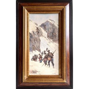 "Chamonix, chasseurs alpins au col de Balme" Louis Rambaud