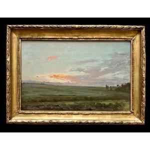 "Coucher de soleil" Ecole française 19ème