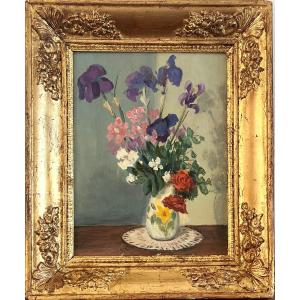 "Bouquet de fleurs dans un vase" Ec. française