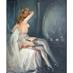 "Femme nue aux bas " Ec. française 20 ème