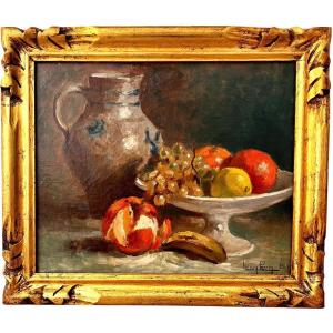 "Corbeille de fruits sur un entablement" Henry Perrin